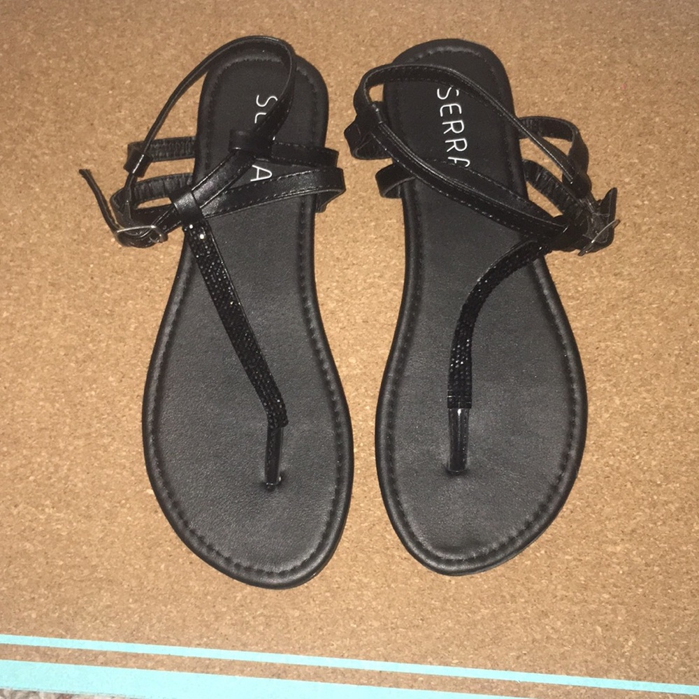 NW/OT Black Rhinestone Sandals